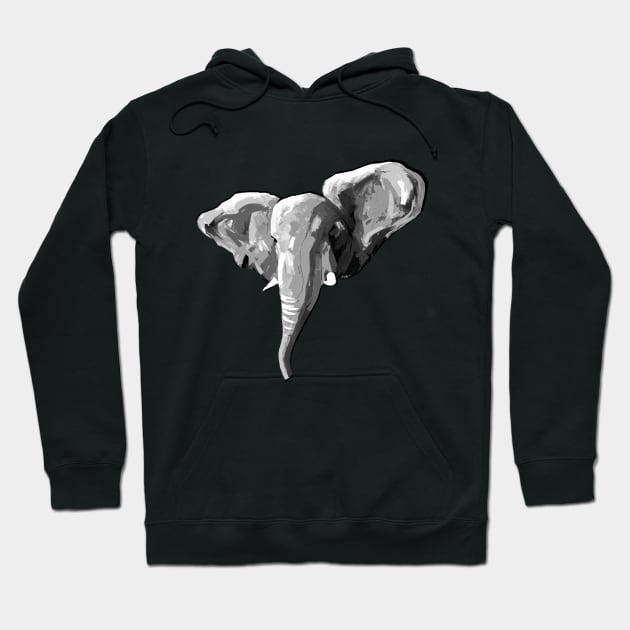 Black and White Elephant Hoodie by mailsoncello